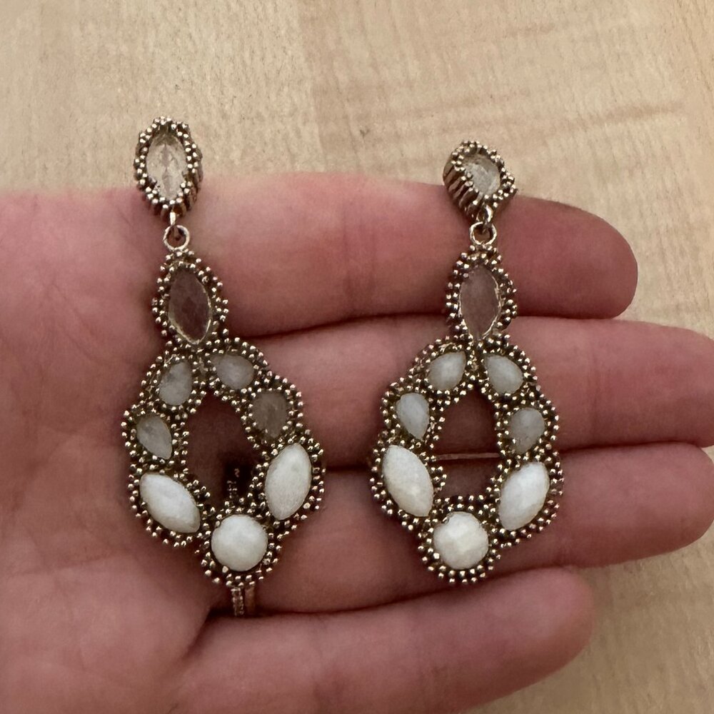 Kendra Scott White and Gold statement earrings
